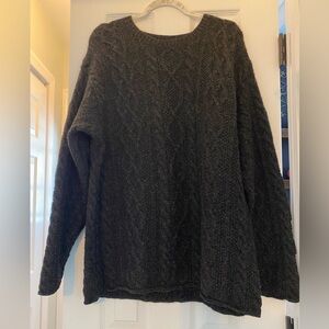 J. Crew Men's Medium Dark Charcoal Cable Knit Wool Fisherman Sweater Oarsman 90s